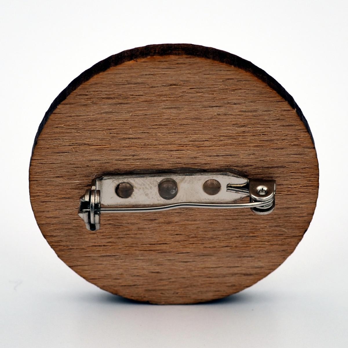 Hochzeitsanstecker, rund - Buche